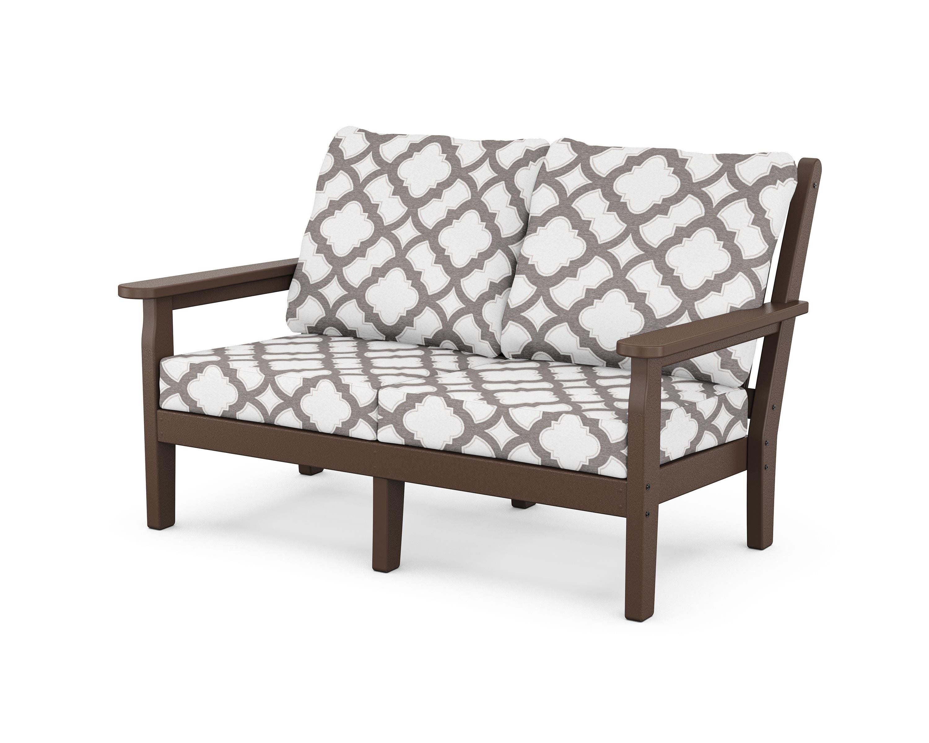 POLYWOOD® Chippendale Deep Seating Loveseat in Mahogany / Trellis Grey Mist