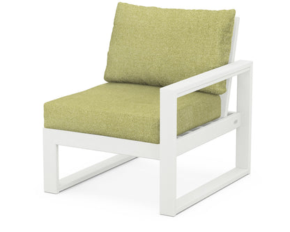 POLYWOOD® EDGE Modular Right Arm Chair in Vintage White / Chartreuse Boucle
