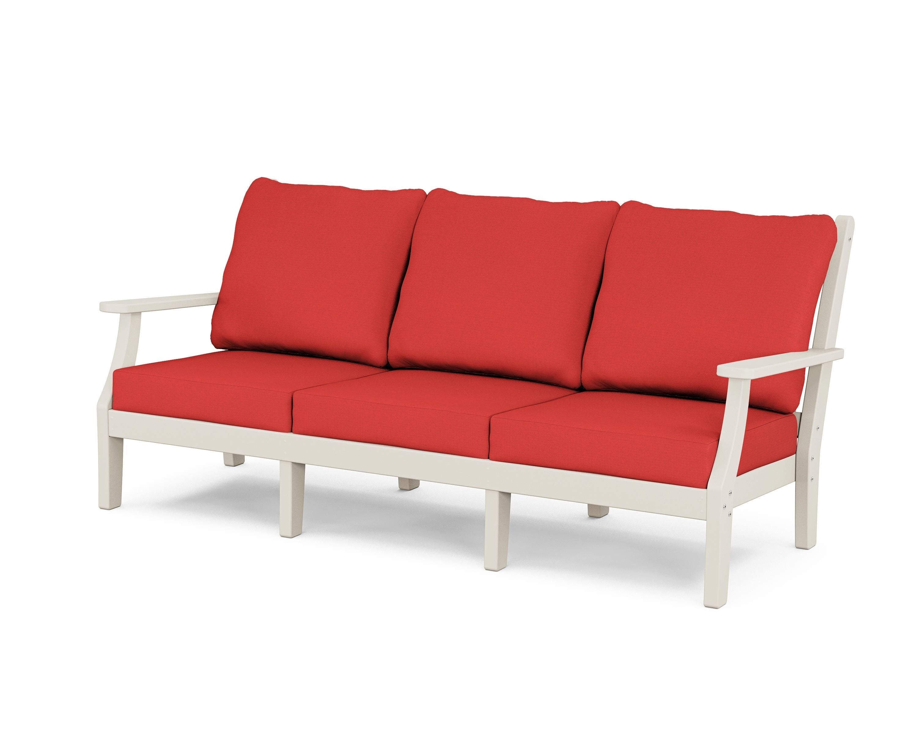 Country Living Wovendale Deep Seating Sofa in Sand / Crimson Linen
