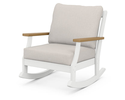 POLYWOOD® Braxton Deep Seating Rocking Chair in White / Natural / Cast Ash