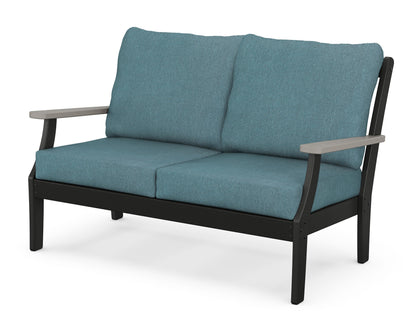 POLYWOOD® Braxton Deep Seating Loveseat in Black / Driftwood / Ocean Teal