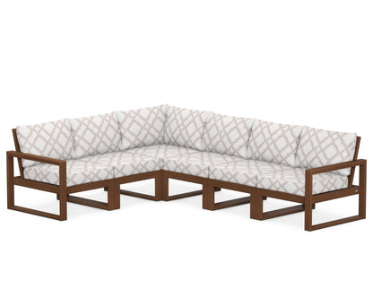 POLYWOOD® EDGE 6-Piece Modular Deep Seating Set in Teak / Trellis Dune Burlap