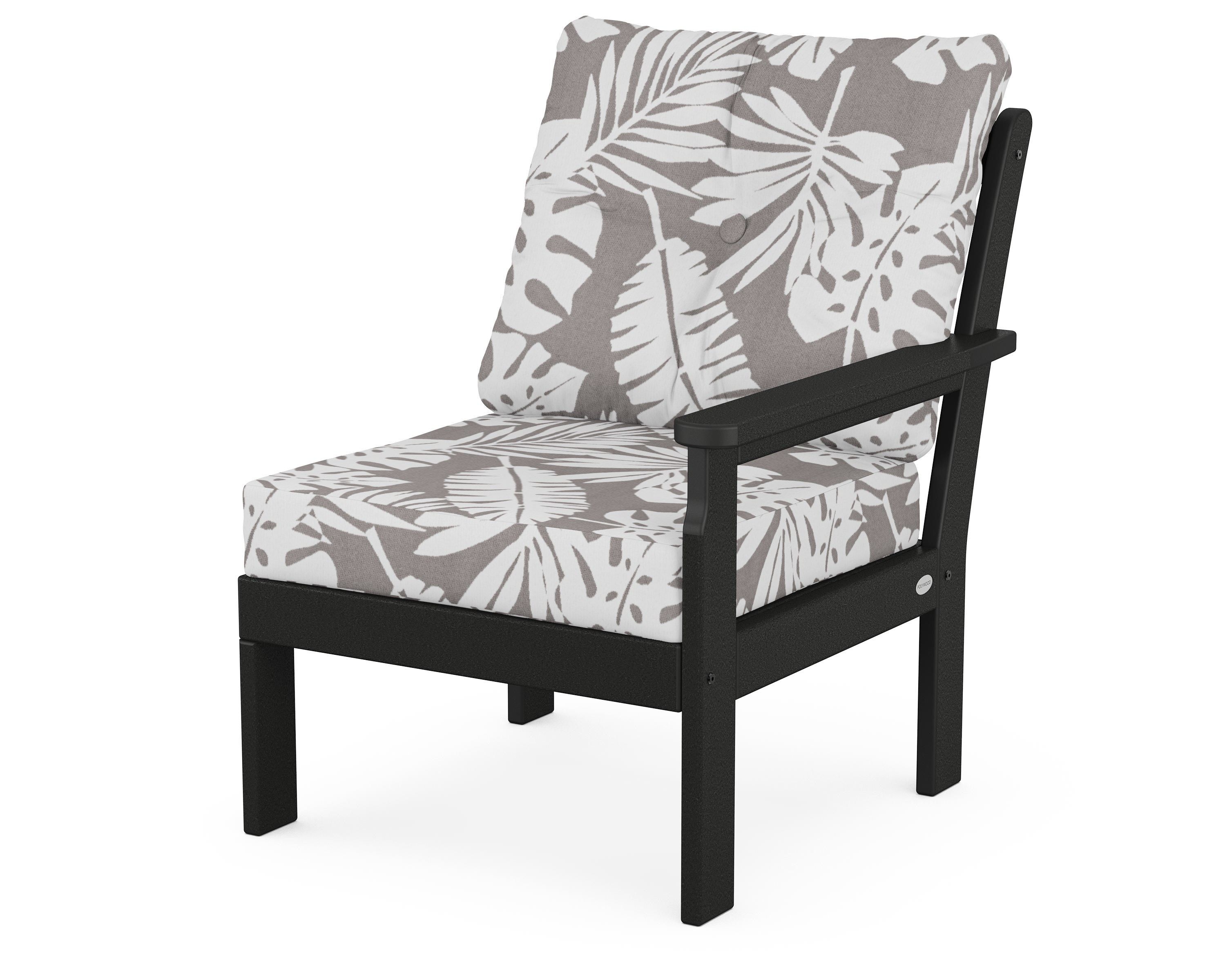 POLYWOOD® Vineyard Modular Right Arm Chair in Black / Leaf Grey Mist