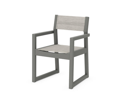 POLYWOOD® EDGE Sling Dining Arm Chair in Slate Grey / Birch Sling