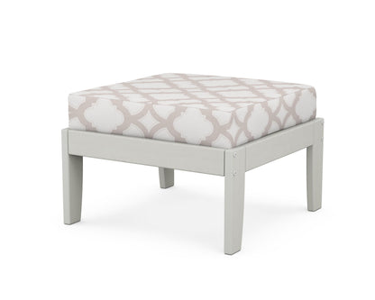 Unbranded Modular Ottoman - Classic in Vintage White / Trellis Dune Burlap