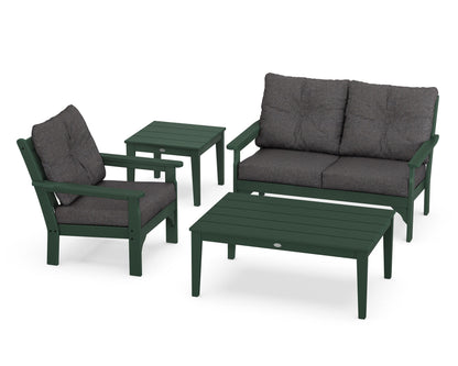 POLYWOOD® Vineyard 4-Piece Deep Seating Set in Green / Ash Charcoal