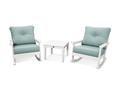 POLYWOOD® Vineyard 3-Piece Deep Seating Rocker Set in White / Spa