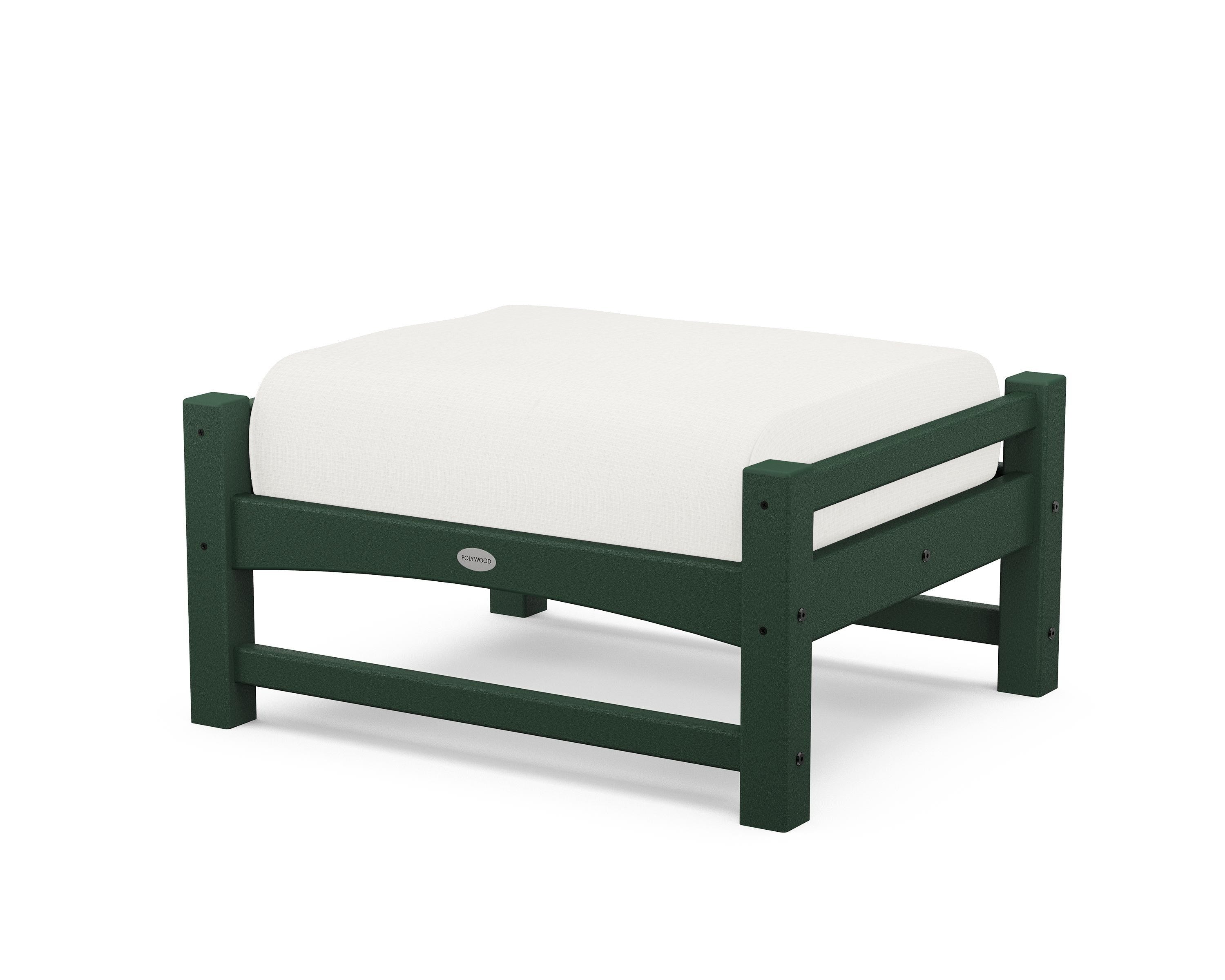 POLYWOOD® Club Ottoman in Green / Natural Linen