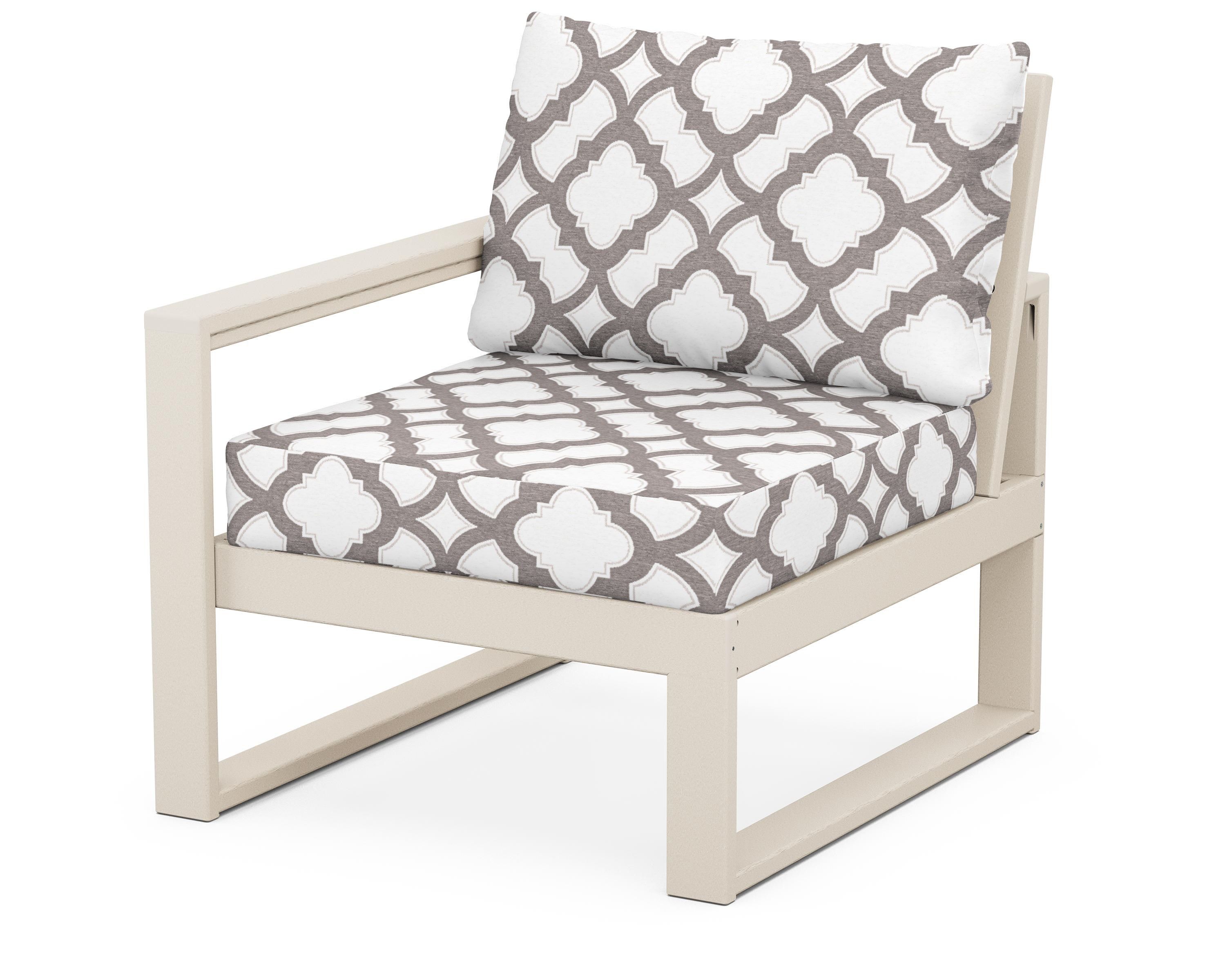POLYWOOD® EDGE Modular Left Arm Chair in Sand / Trellis Grey Mist
