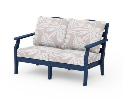 Draper James™ by  POLYWOOD® Savannah Deep Seating Loveseat in Navy / Leaf Dune Burlap