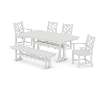 POLYWOOD® Chippendale 6-Piece Dining Set with Trestle Legs in White