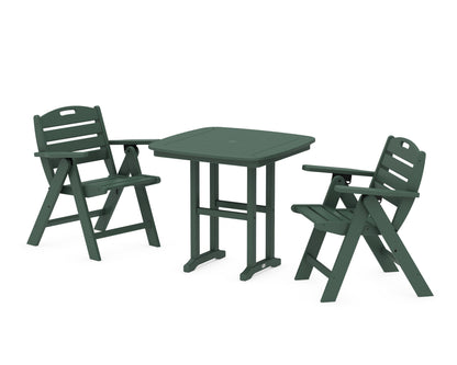 POLYWOOD® Nautical Folding Lowback Chair 3-Piece Dining Set in Green