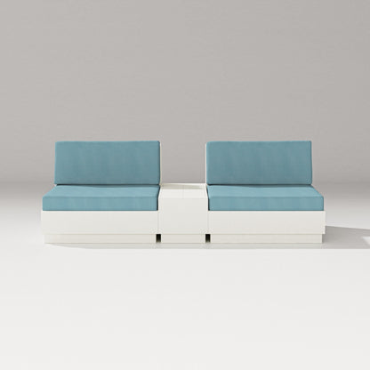 PW Designer Series Elevate Lounge Chair Set in Vintage White / Lattice Sky Blue
