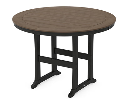 POLYWOOD® Nautical Trestle 60" Round Bar Table in Black / Kona