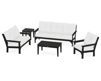 POLYWOOD® Vineyard 5 Piece Deep Seating Set in Black / Natural