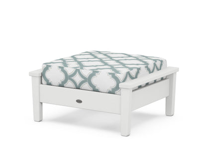 POLYWOOD® Prescott Deep Seating Ottoman in White / Trellis Glacier Spa