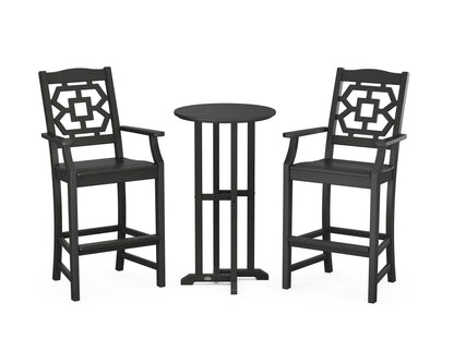 Martha Stewart by POLYWOOD® Chinoiserie 3-Piece Farmhouse Bar Set in Black