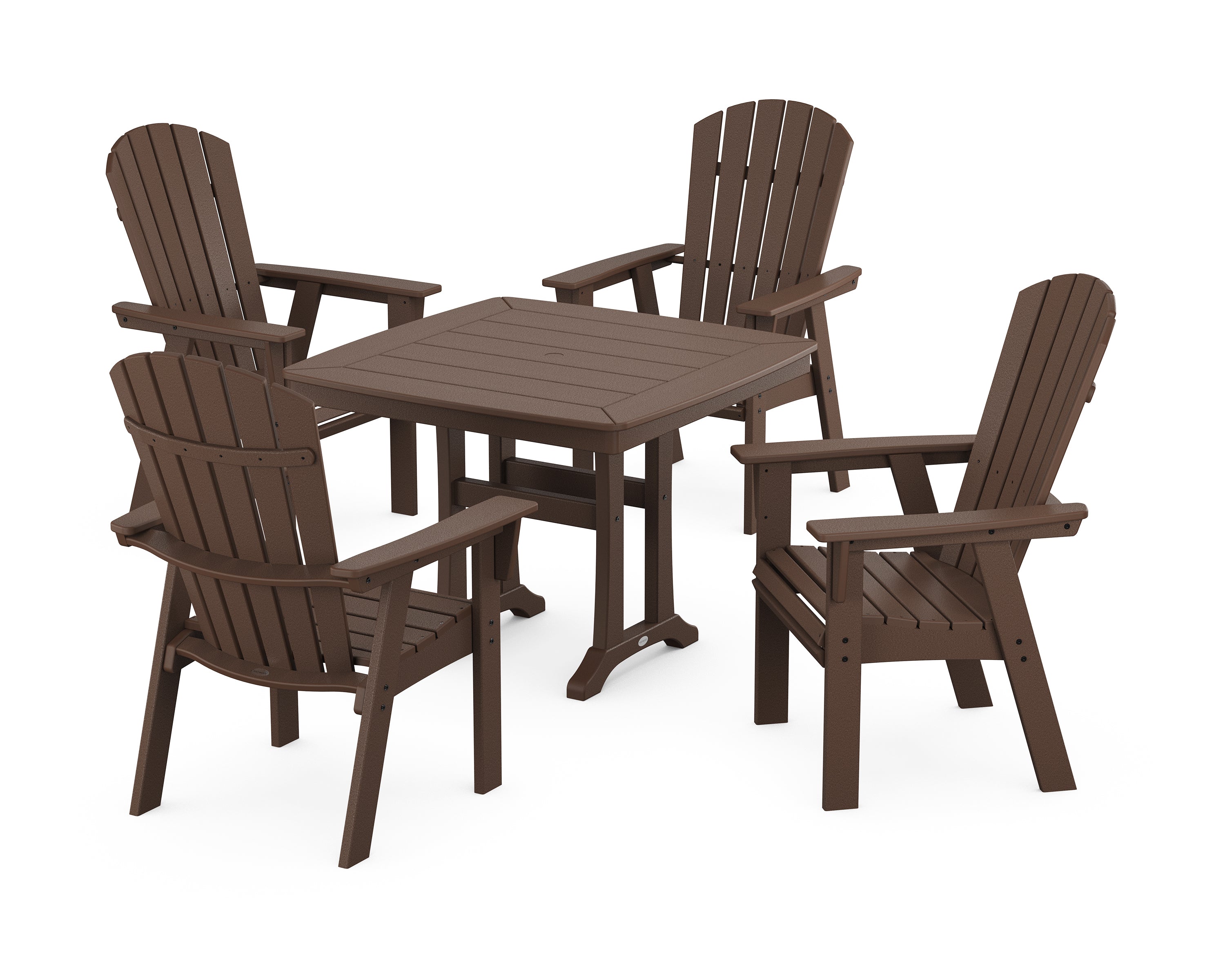 POLYWOOD® Nautical Adirondack 5-Piece Dining Set with Trestle Legs in Mahogany