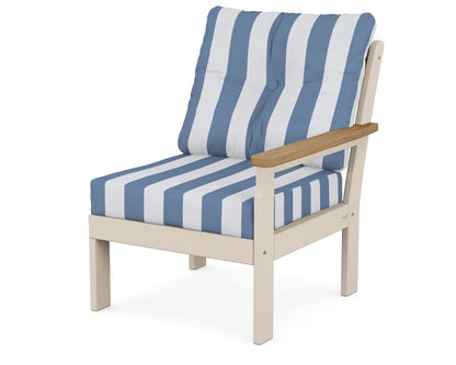POLYWOOD® Vineyard Modular Right Arm Chair in Sand / Natural / Cabana Stripe Sky Blue