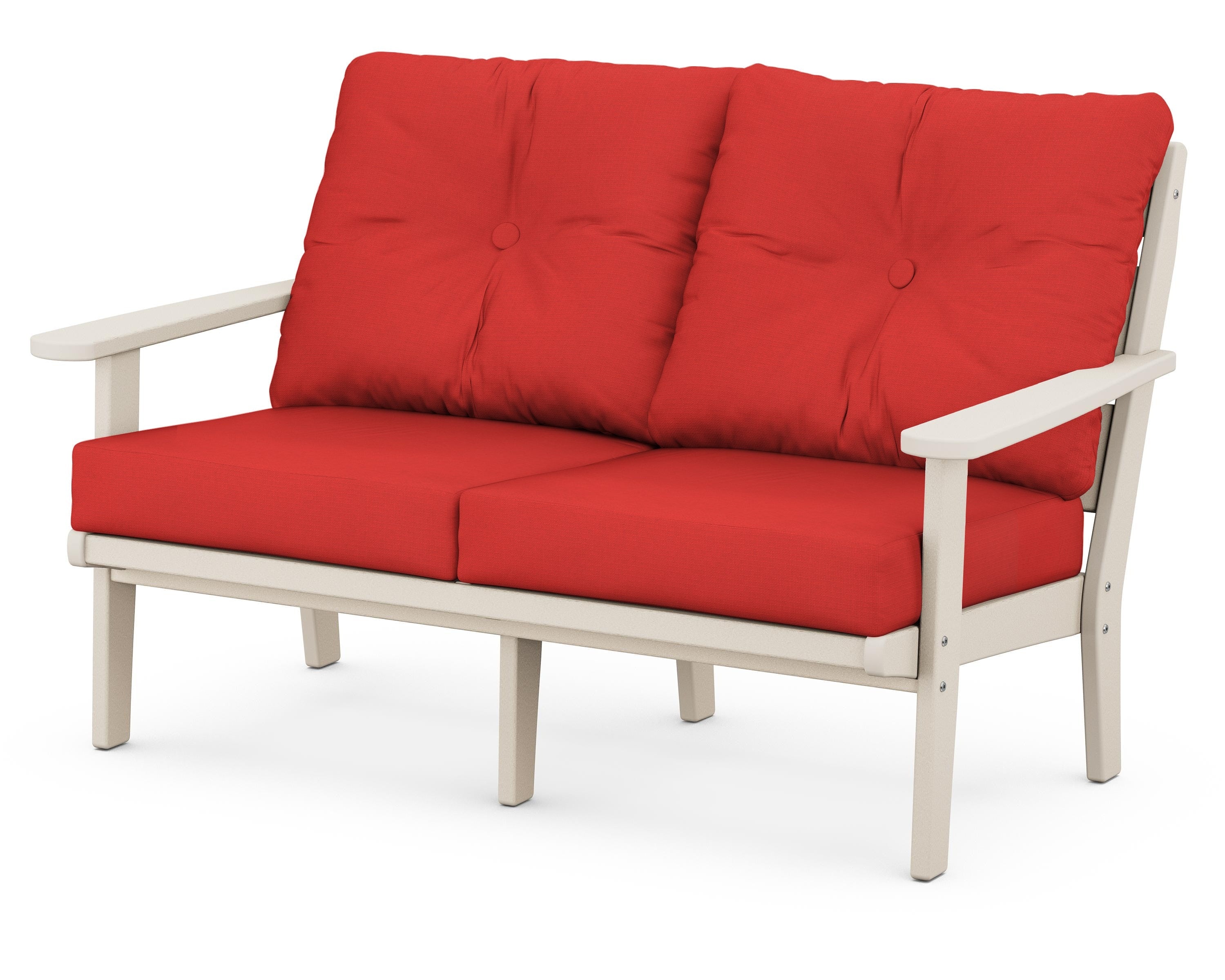 POLYWOOD® Lakeside Deep Seating Loveseat in Sand / Crimson Linen