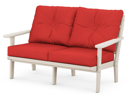 POLYWOOD® Lakeside Deep Seating Loveseat in Sand / Crimson Linen