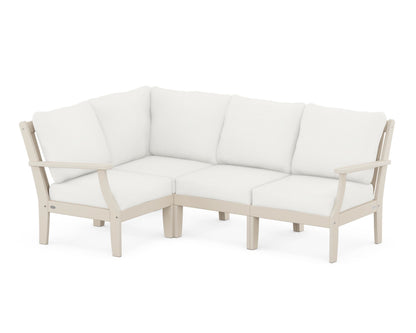 POLYWOOD® Braxton Modular 4-Piece Deep Seating Set in Sand / Natural Linen