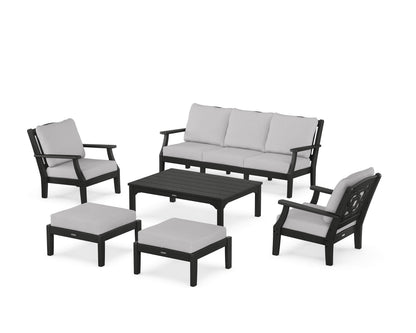 Martha Stewart by POLYWOOD® Chinoiserie 6-Piece Lounge Sofa Set in Black / Granite