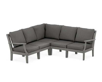 POLYWOOD® Braxton Modular 5-Piece Deep Seating Set in Slate Grey / Spectrum Carbon