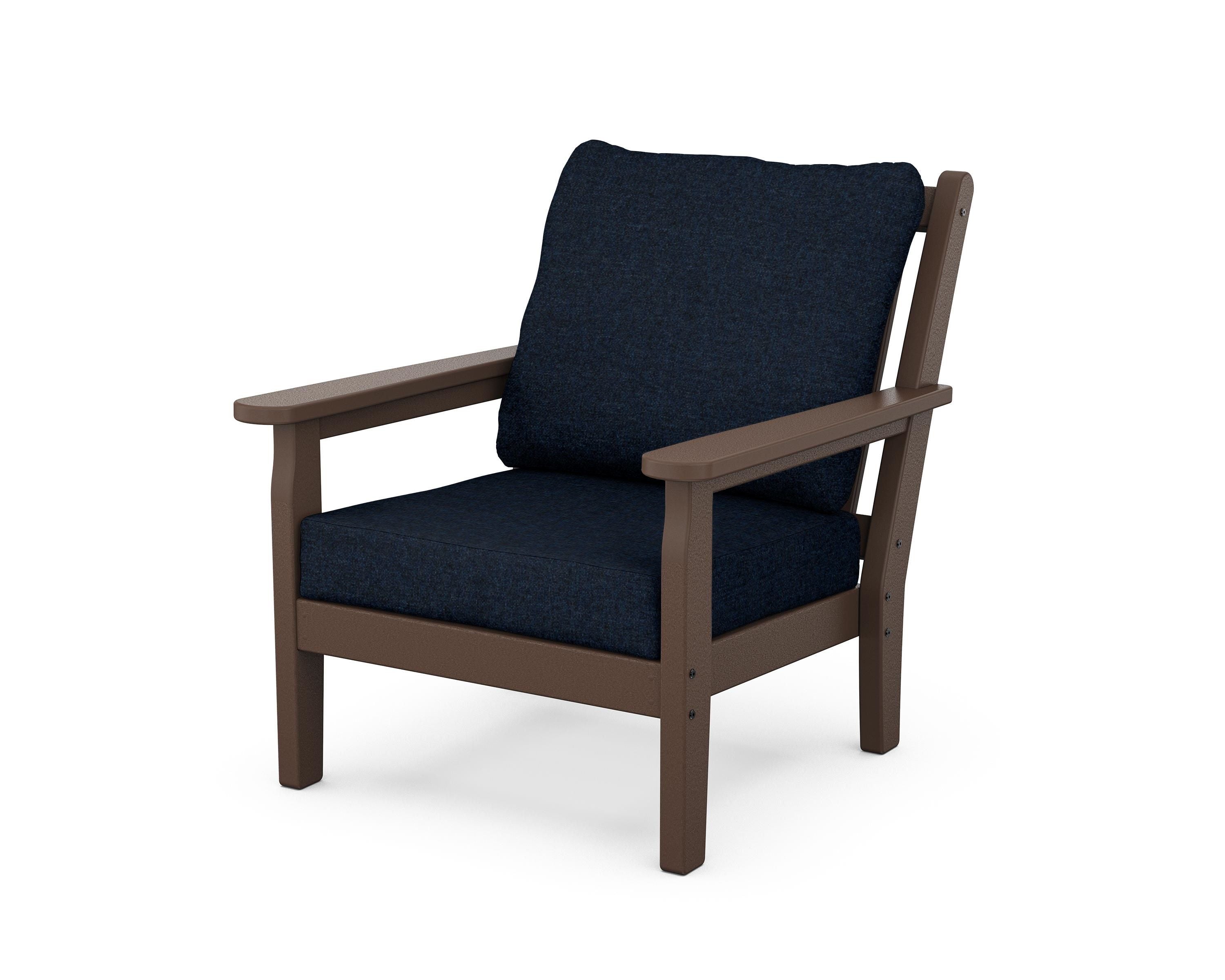 POLYWOOD® Chippendale Deep Seating Chair in Mahogany / Marine Indigo