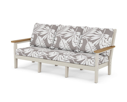 POLYWOOD® Chippendale Deep Seating Sofa in Sand / Natural / Leaf Grey Mist