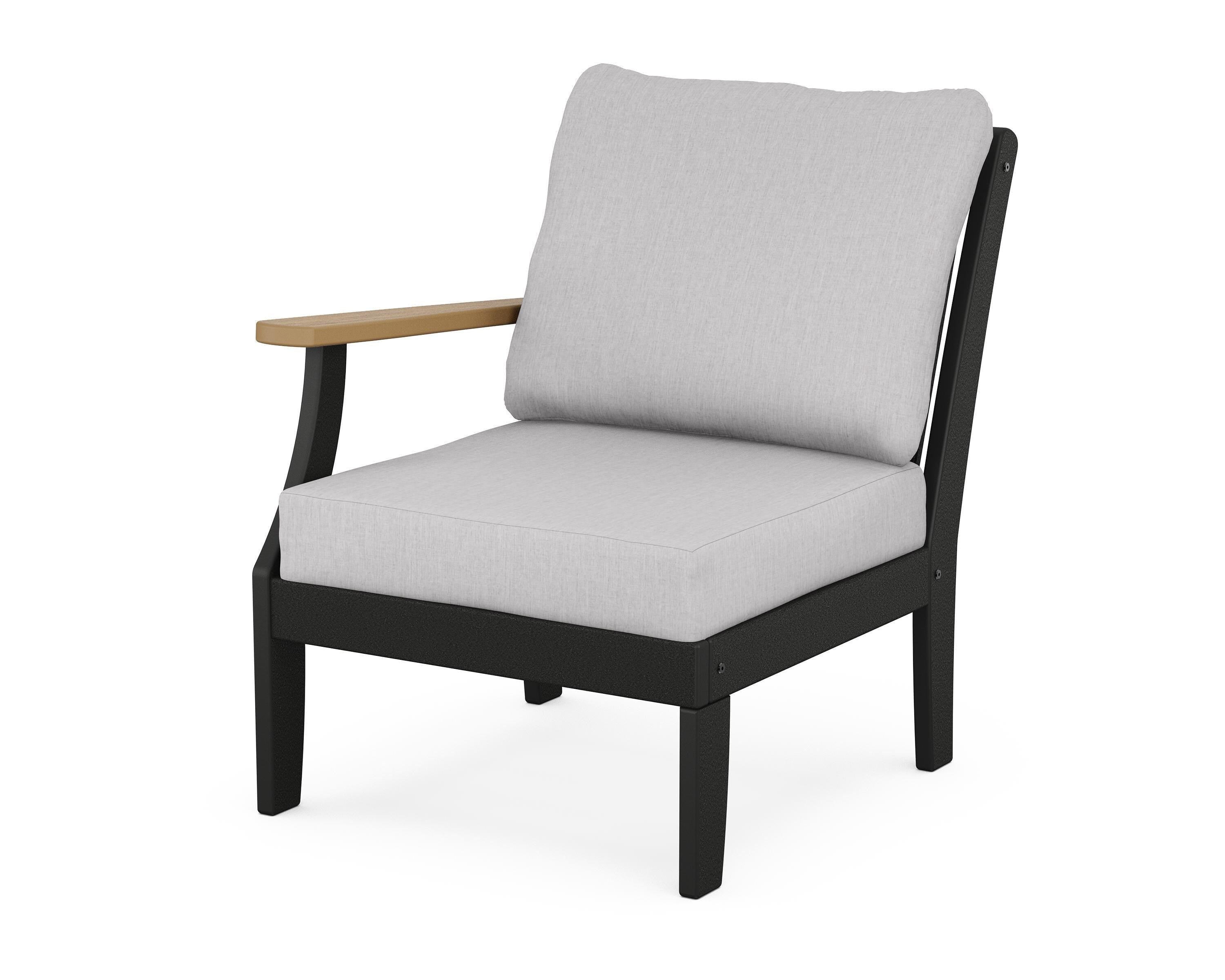 POLYWOOD® Braxton Modular Left Arm Chair in Black / Natural / Granite