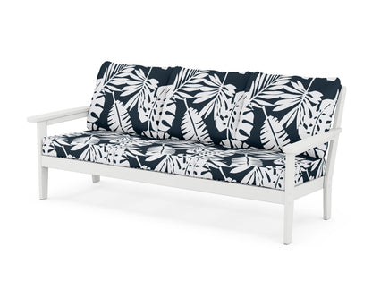 Country Living Cottage Deep Seating Sofa in White / Leaf Marine Indigo
