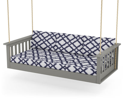 POLYWOOD® Vineyard Daybed Swing in Slate Grey / Trellis Navy