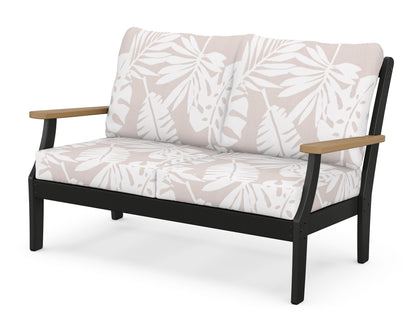 POLYWOOD® Braxton Deep Seating Loveseat in Black / Natural / Leaf Dune Burlap