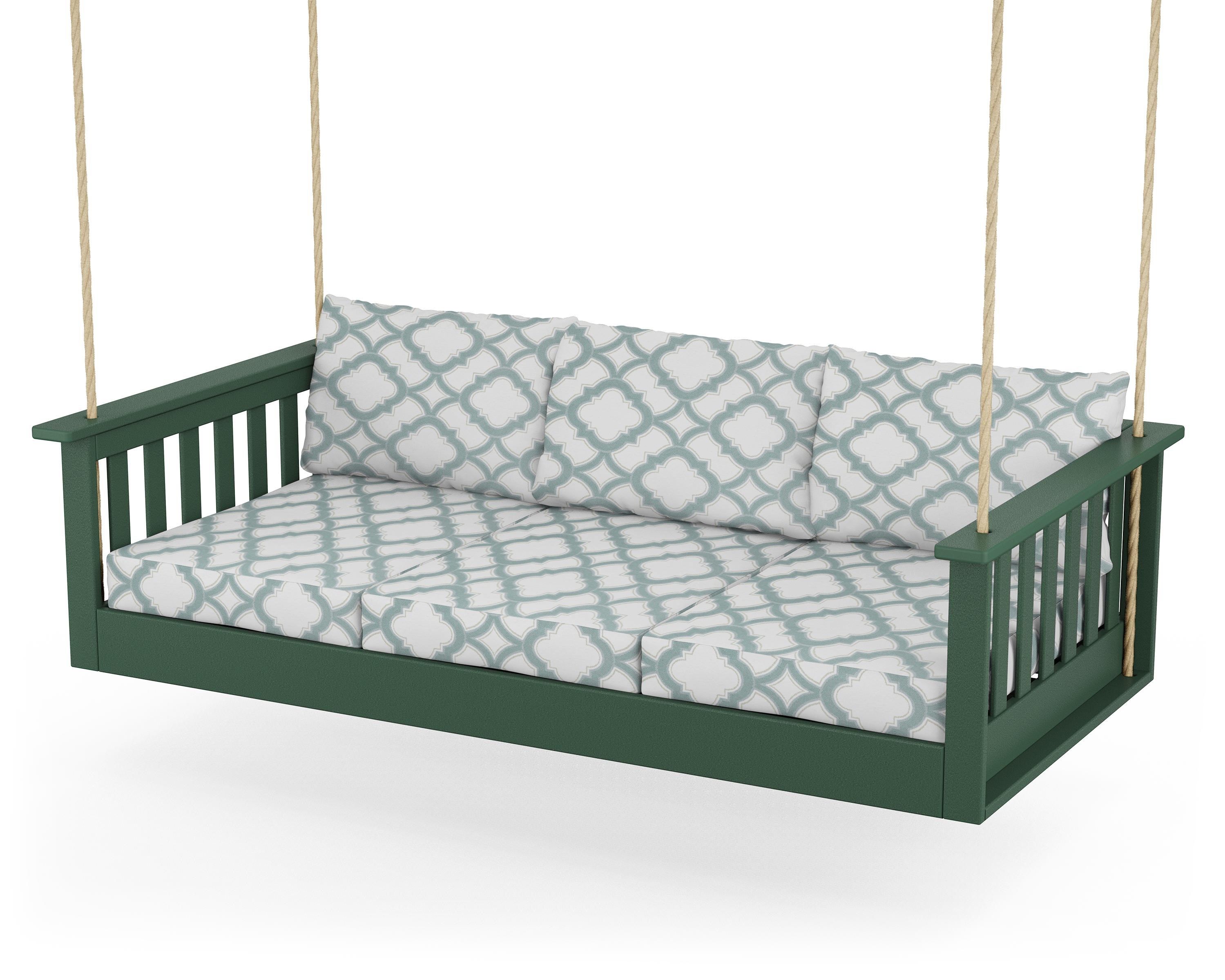 POLYWOOD® Vineyard Daybed Swing in Green / Trellis Glacier Spa