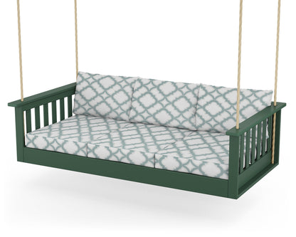 POLYWOOD® Vineyard Daybed Swing in Green / Trellis Glacier Spa