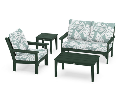 POLYWOOD® Vineyard 4-Piece Deep Seating Set in Green / Leaf Glacier Spa