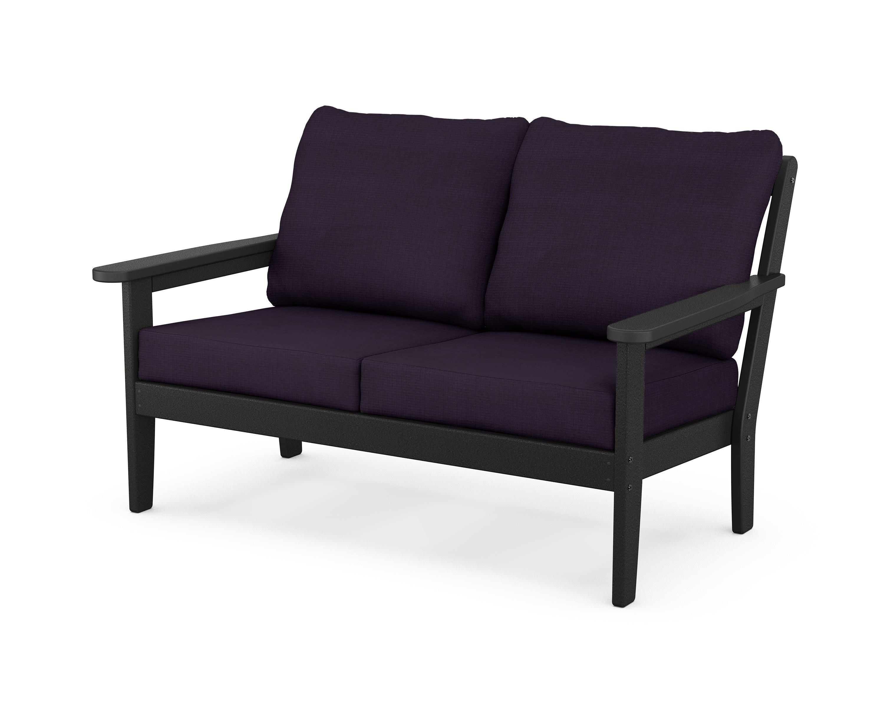 Country Living Cottage Deep Seating Loveseat in Black / Navy Linen
