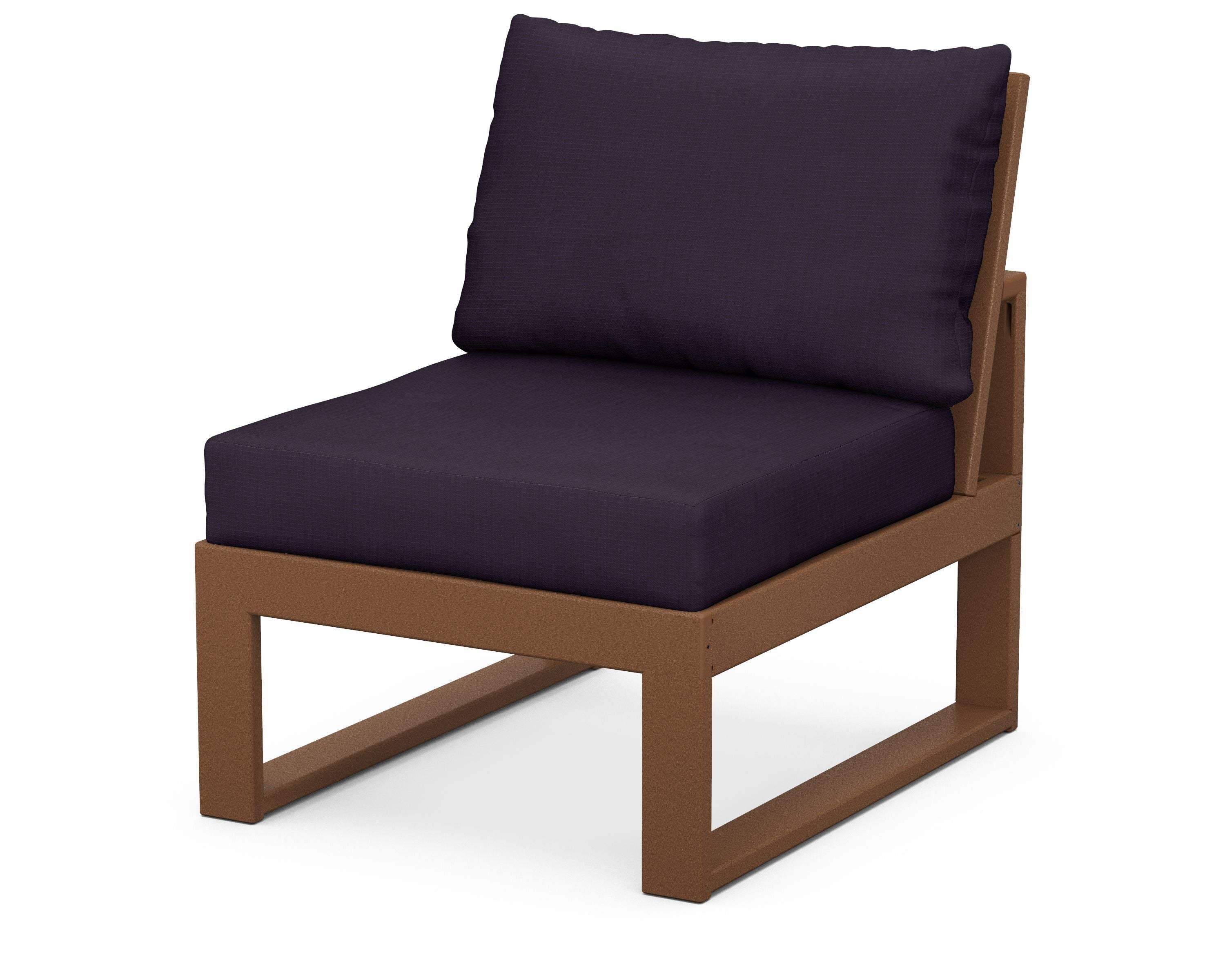 Unbranded Modular Armless Chair in Teak / Navy Linen