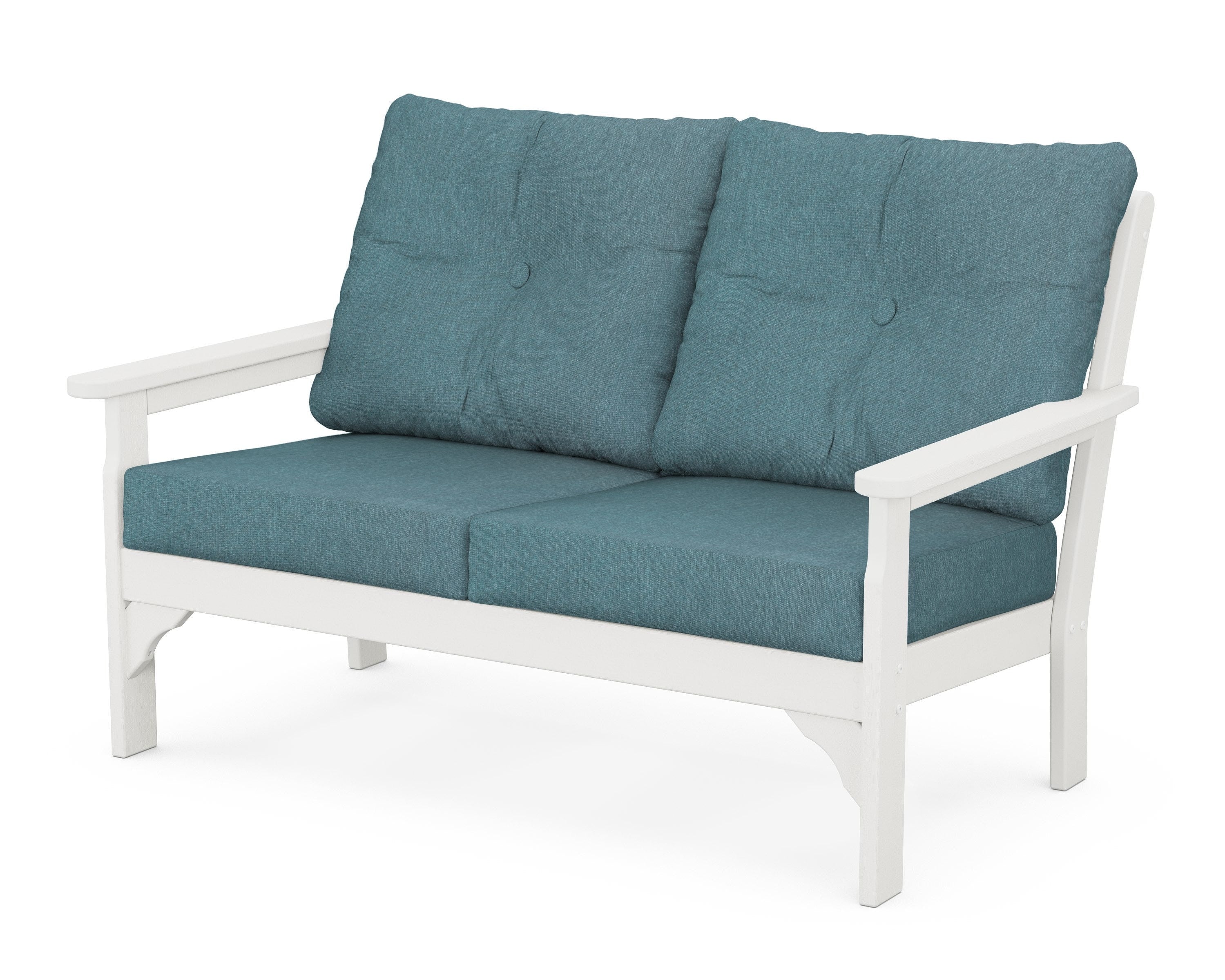 POLYWOOD® Vineyard Deep Seating Loveseat in Vintage White / Ocean Teal
