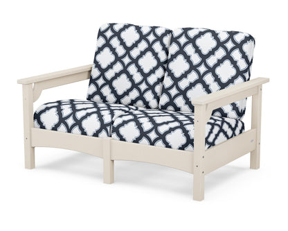 POLYWOOD® Club Loveseat in Sand / Trellis Marine Indigo