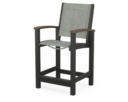 POLYWOOD® Coastal Counter Chair in Black / Kona / Birch Sling