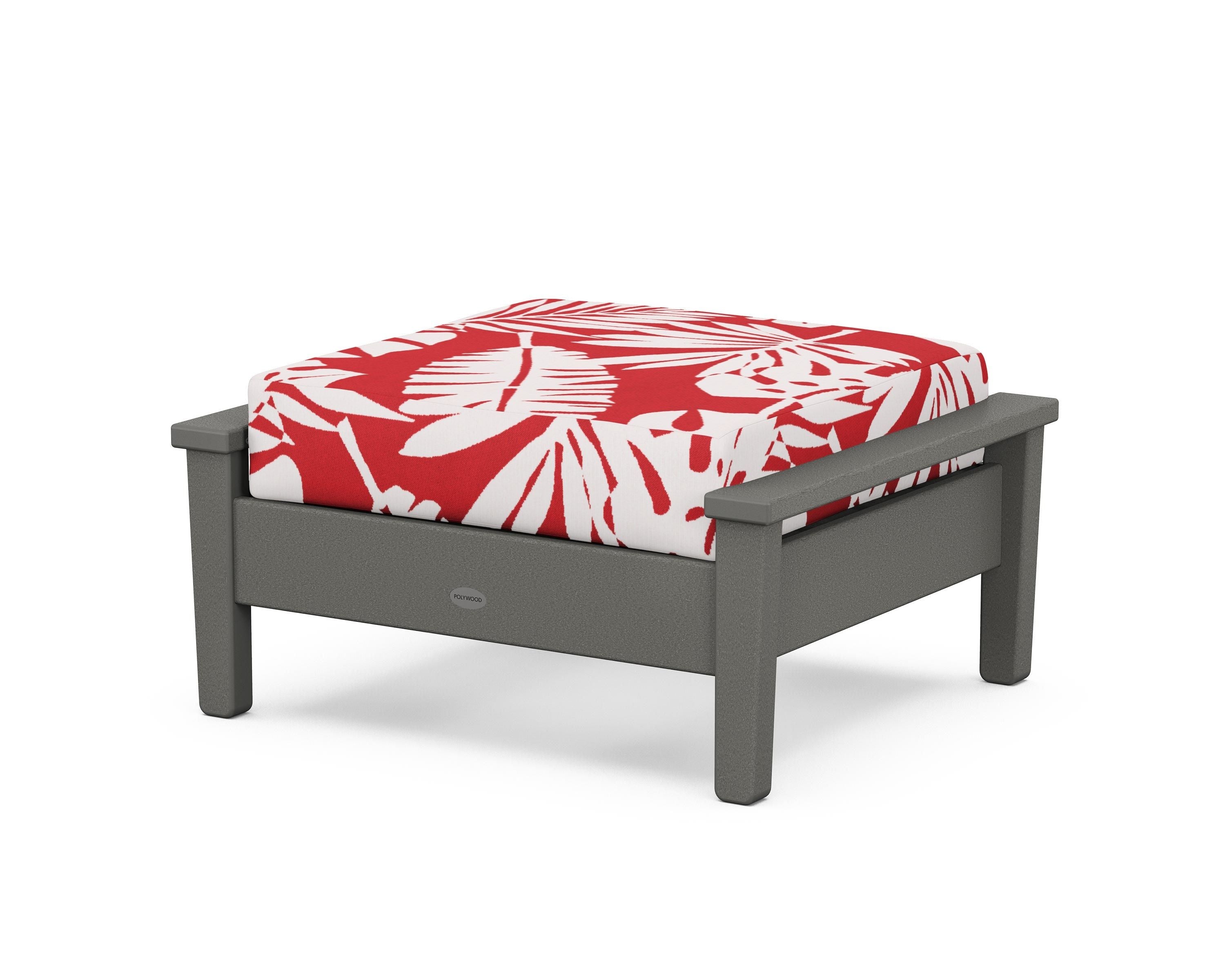 POLYWOOD® Prescott Deep Seating Ottoman in Slate Grey / Leaf Crimson