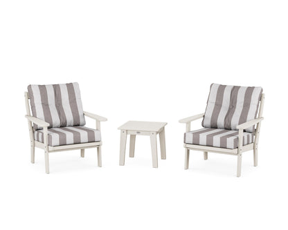 POLYWOOD® Mission 3-Piece Deep Seating Set in Sand / Cabana Stripe Grey Mist