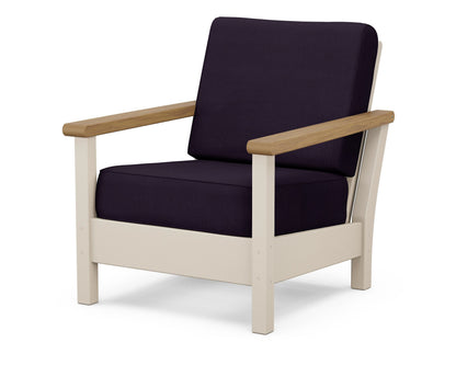 POLYWOOD® Harbour Deep Seating Chair in Sand / Natural / Navy Linen