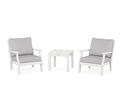 Martha Stewart by POLYWOOD® Chinoiserie 3-Piece Deep Seating Set in White / Granite