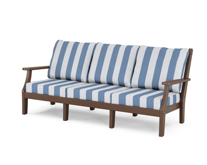 Country Living Wovendale Deep Seating Sofa in Mahogany / Cabana Stripe Sky Blue