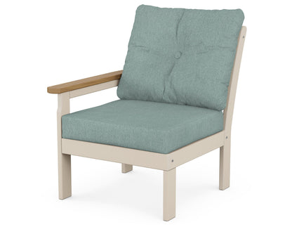 POLYWOOD® Vineyard Modular Left Arm Chair in Sand / Natural / Glacier Spa
