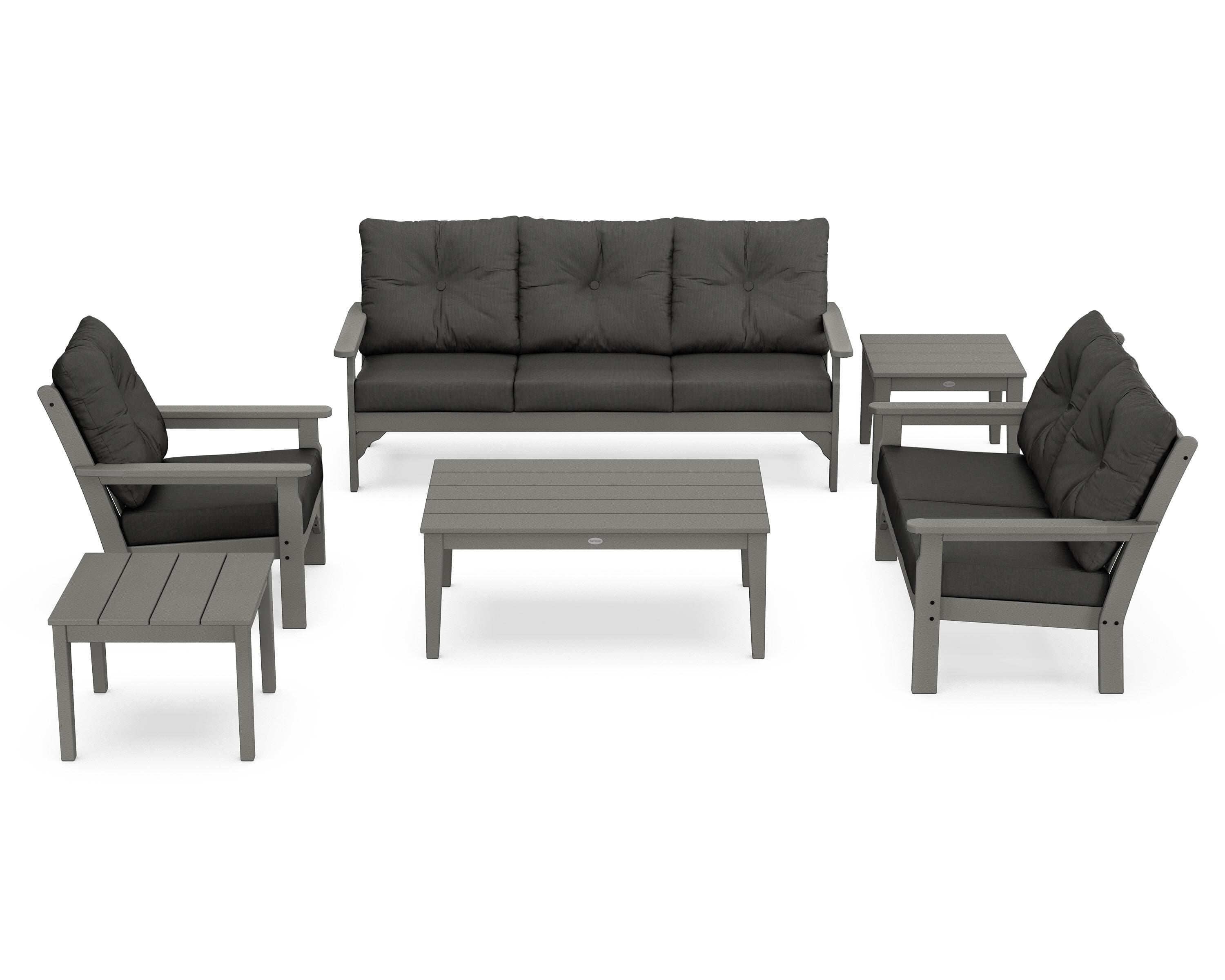 POLYWOOD® Vineyard 6-Piece Deep Seating Set in Slate Grey / Spectrum Carbon