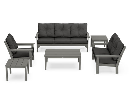 POLYWOOD® Vineyard 6-Piece Deep Seating Set in Slate Grey / Spectrum Carbon